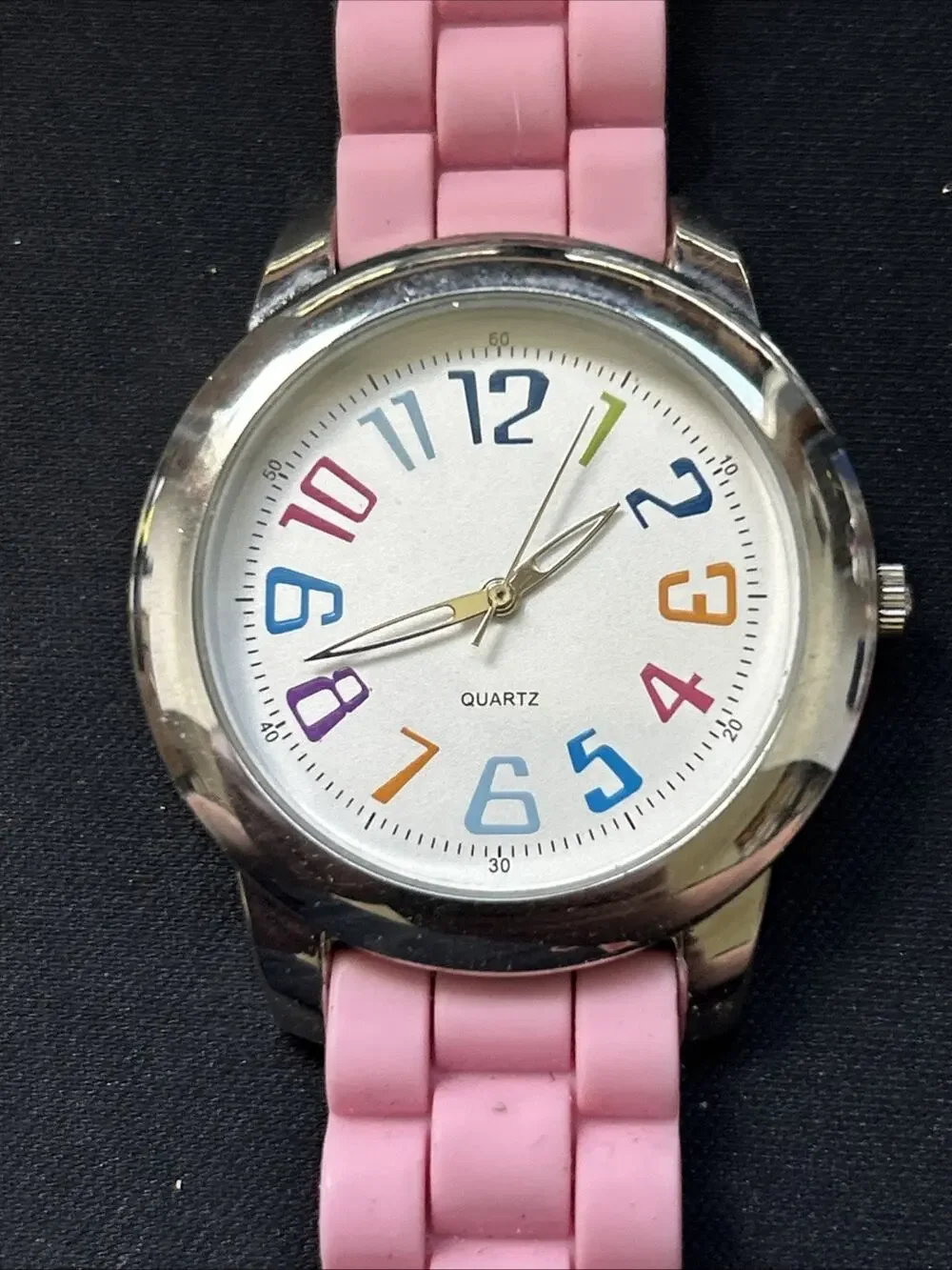 Silver Tone Pink Band Women’s Quartz Watch
